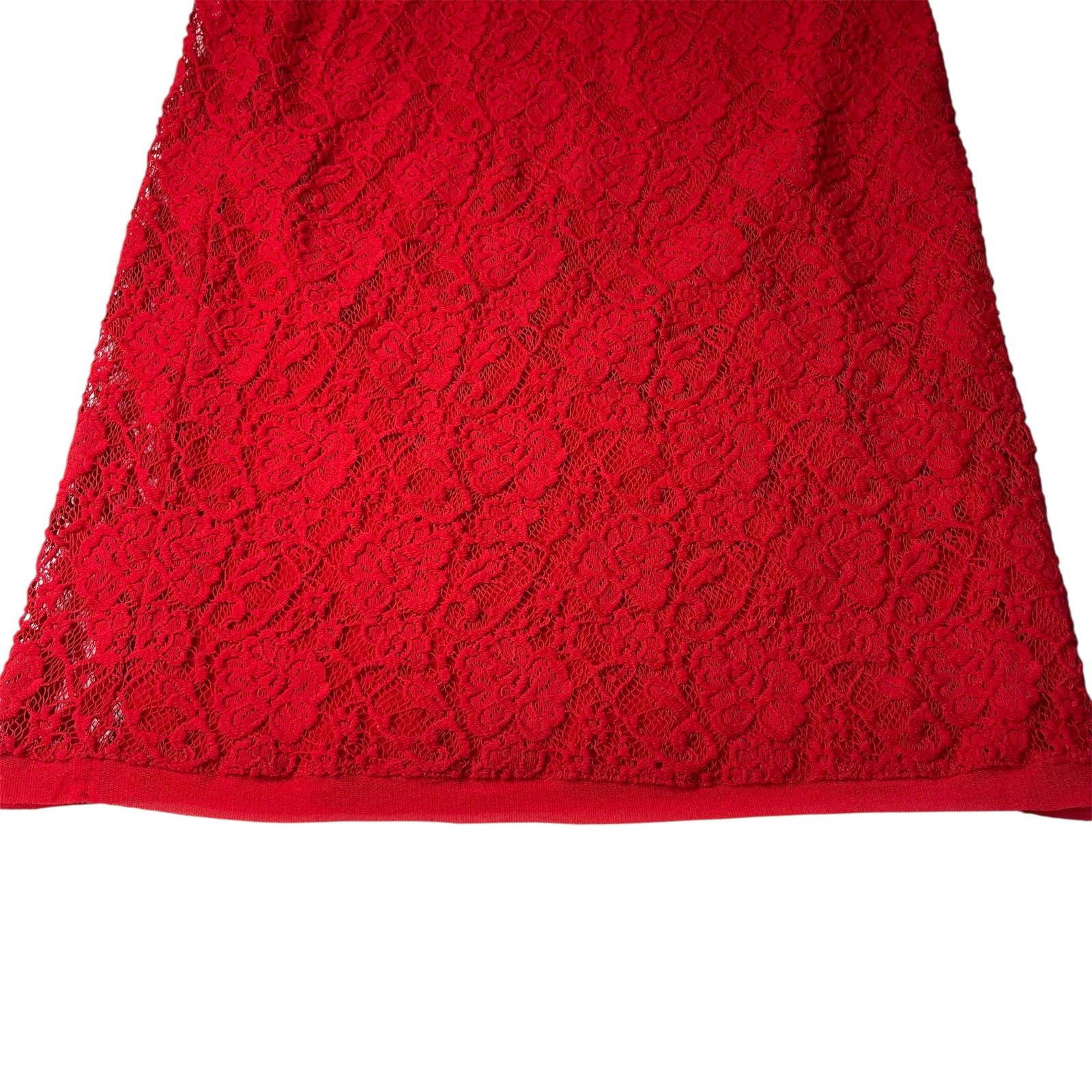 Fuzzi Long Sleeve Solid Lace Dress Midi size Large Red Bodycon