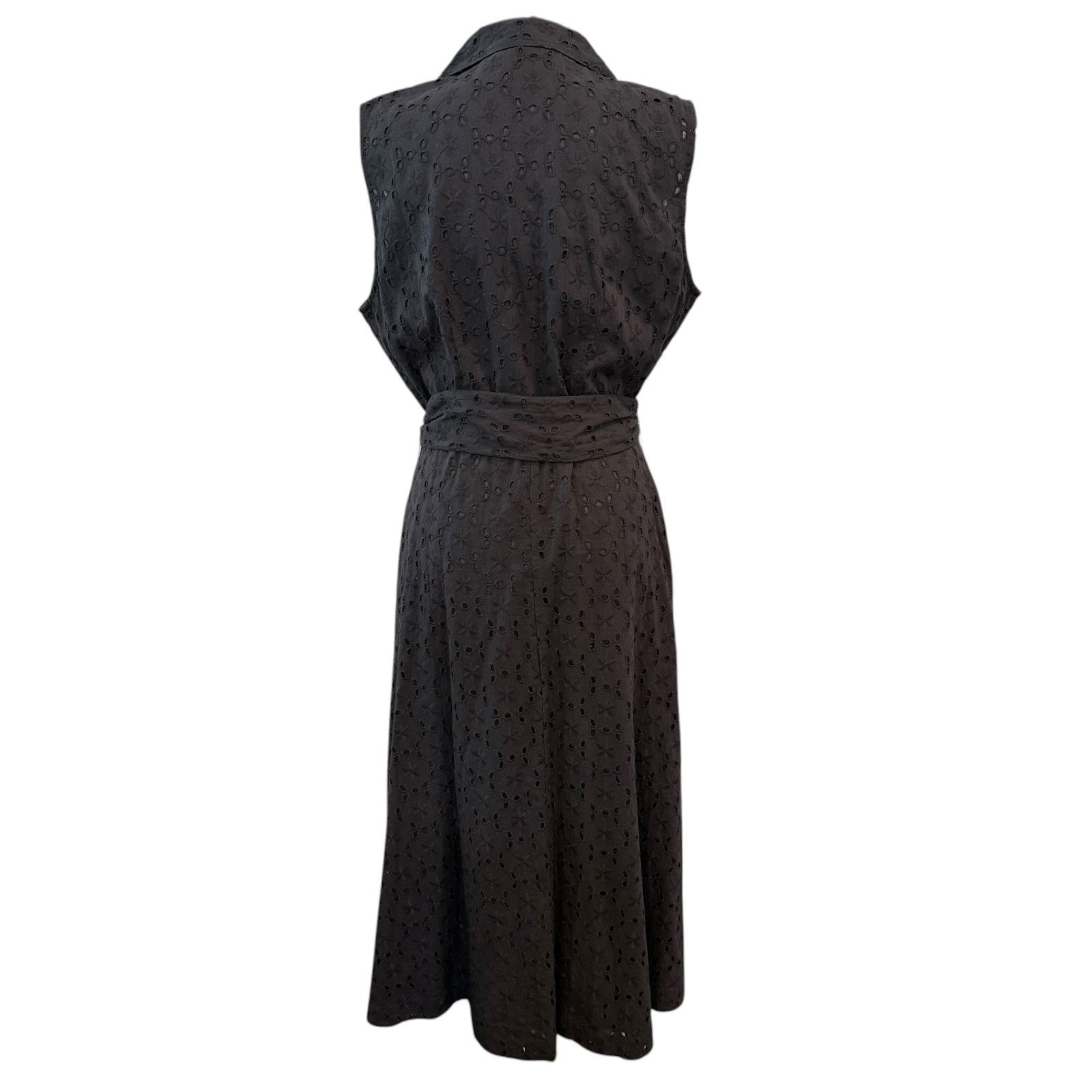 The J. Peterman Company Black Eyelet Shirtdress Size 8 Classic Retro Feminine