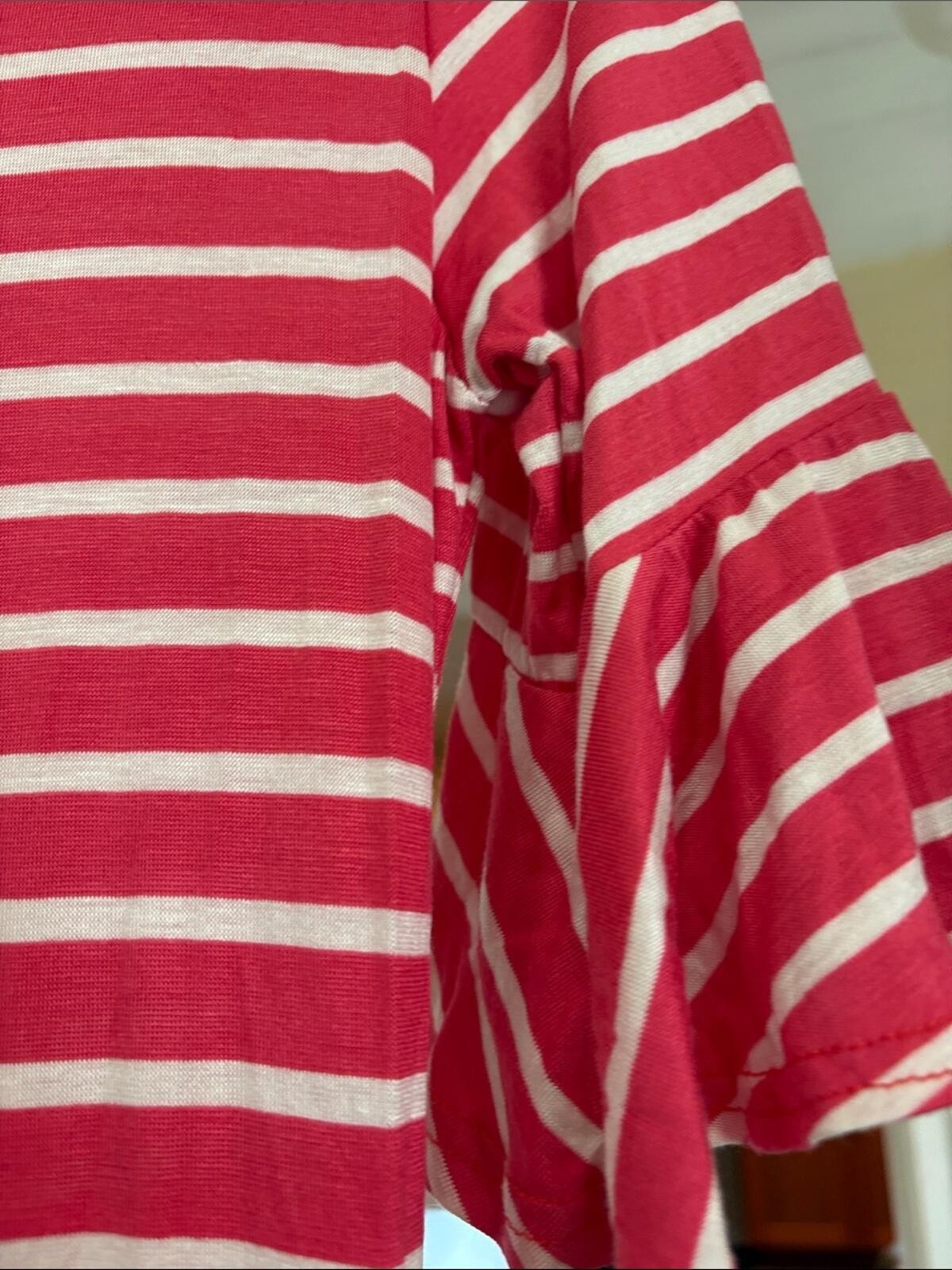 7th Ray Pink & White Striped Ruffle Sleeve Maxi Dress