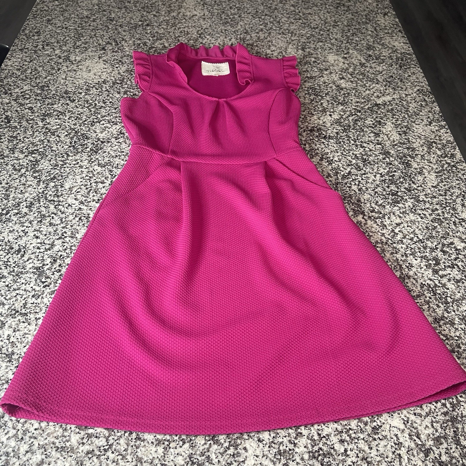Tabitha Anthropologie Women’s Pink Piqué Ruffle Sleeve Sheath Dress Spring Sz 4