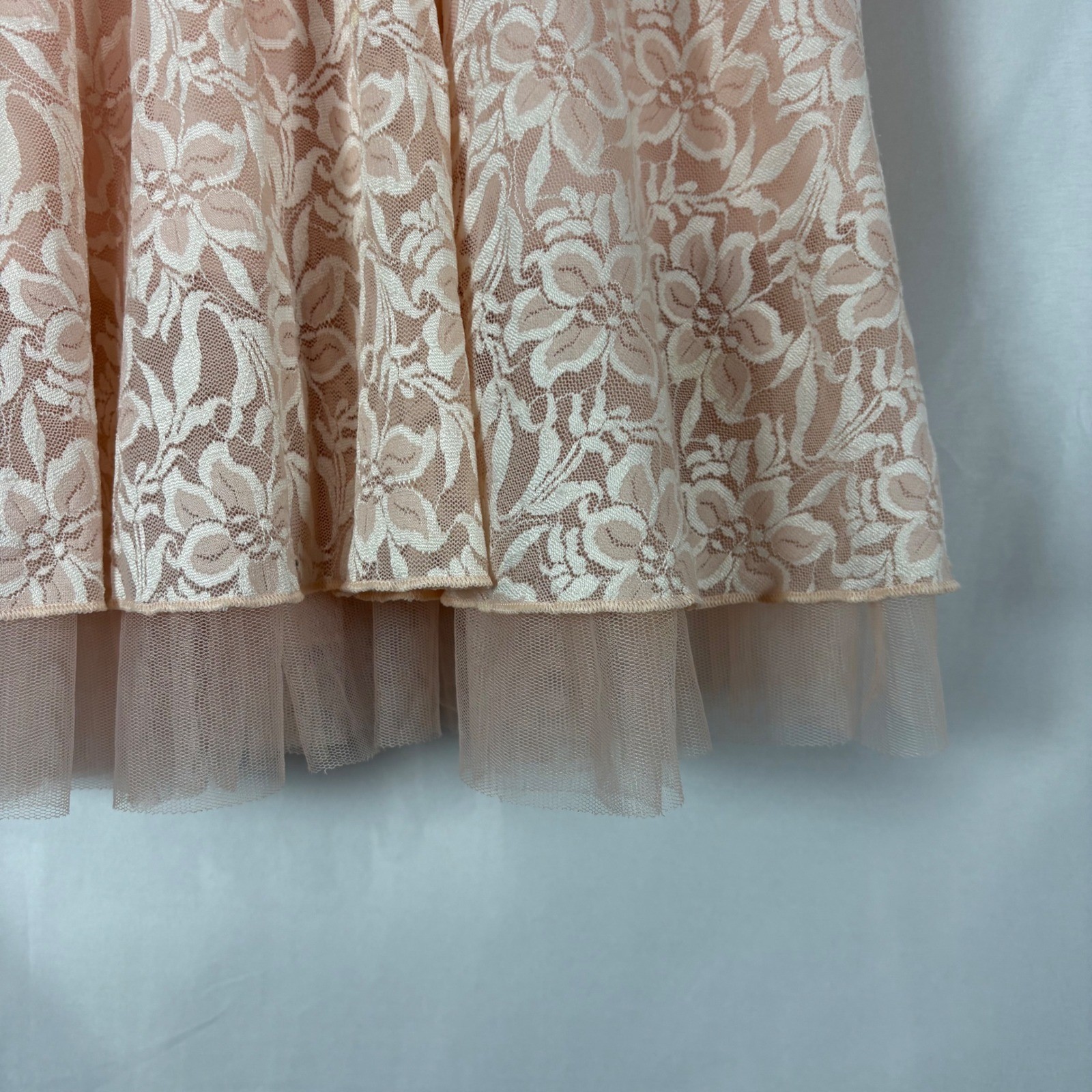 Disney Cinderella Pink Floral Lace Ruffle Back Fit & Flare Dress Small RN111503