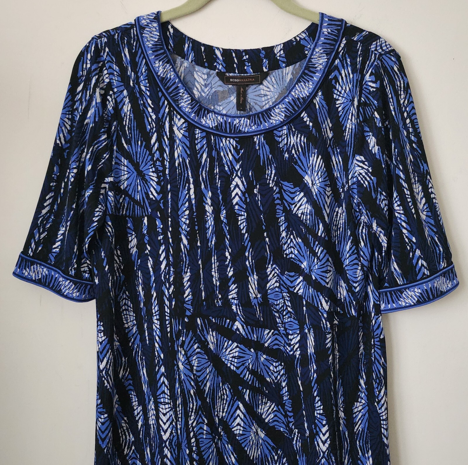 BCBG MAXMAZARIA ANIA Blue 95% Polyester 5% Spandex Dress S