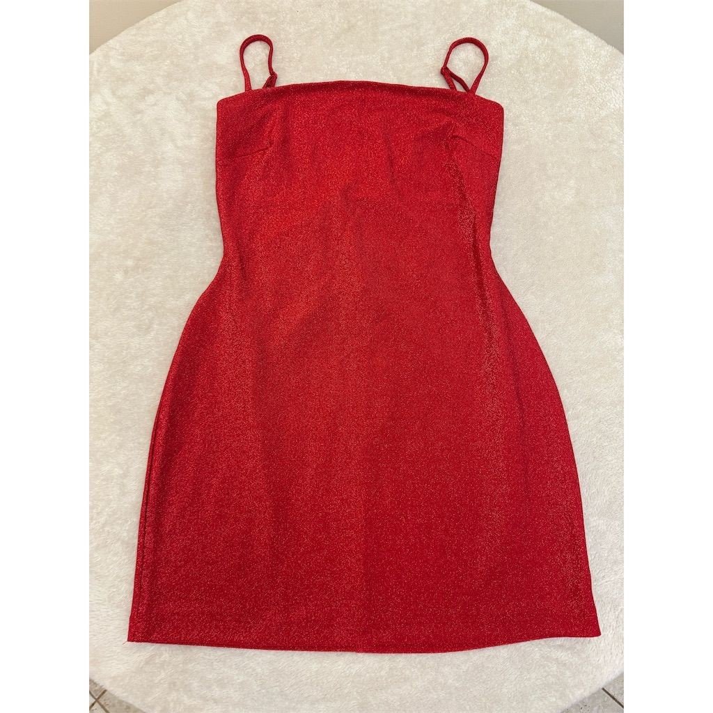 NWT Love Squad Women’s XL Red Open Back Stretch Knee Length Party Dress NEW!