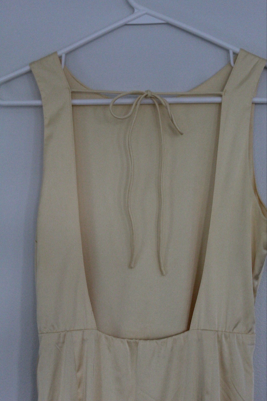 Abercrombie & Fitch Beige Satin Ruched High Neck Open Back Long Dress S