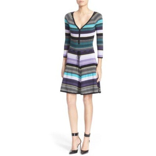 Diane Von Furstenberg Carrigan Silk Blend Striped Sweater Dress Large