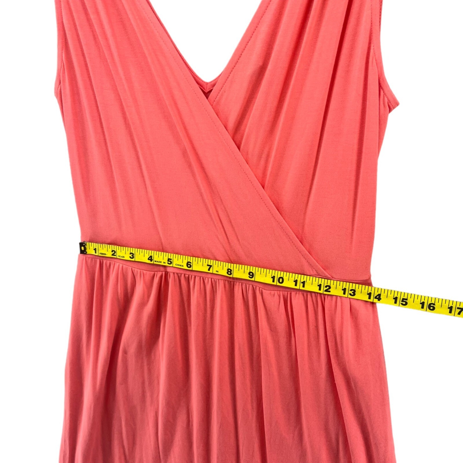 Banana Republic Goddess Dress Light Coral Cross Front Sleeveless Faux Wrap Sz M