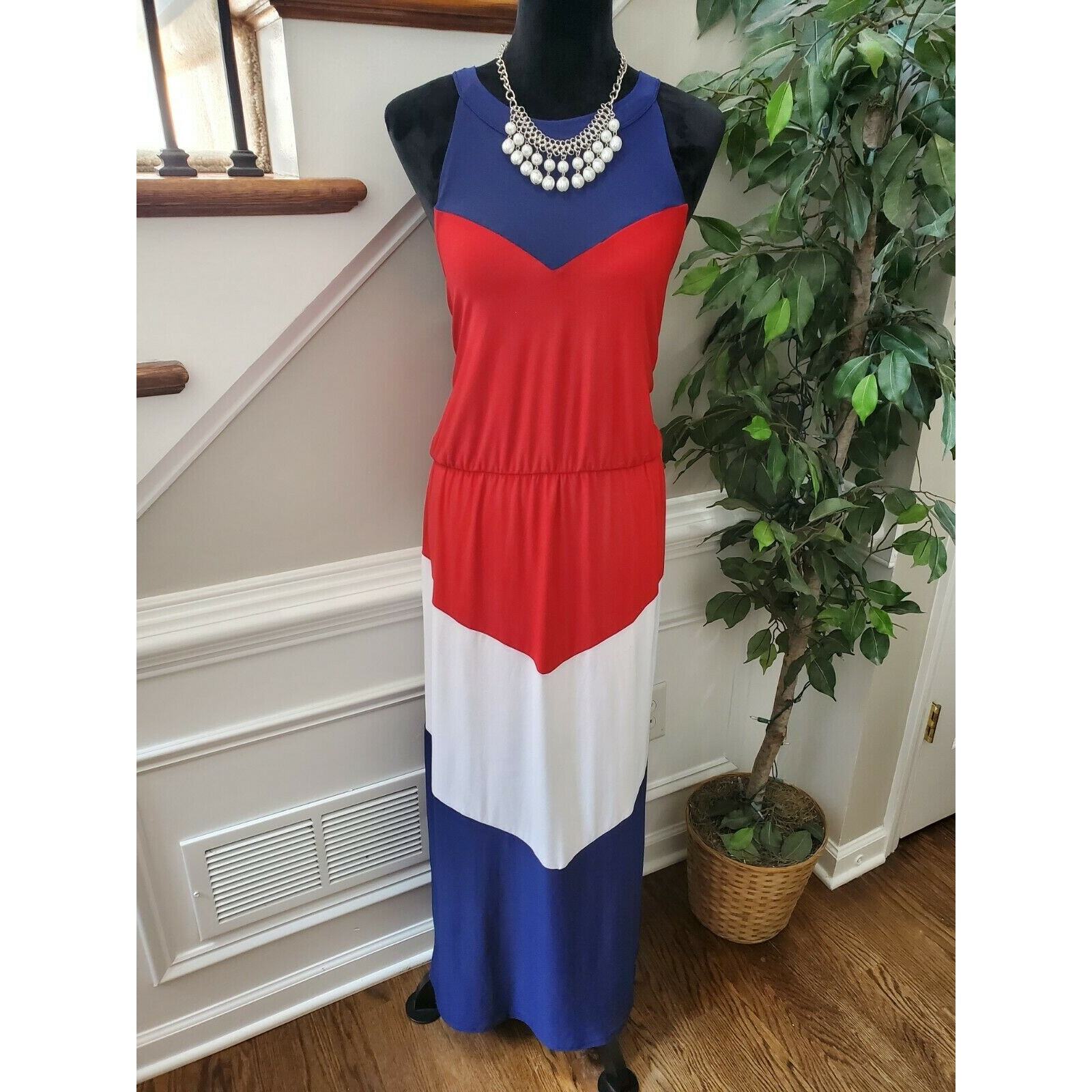 Rouge Women’s Multicolor Polyester Round Neck Sleeveless Long Maxi Dress Size 2X