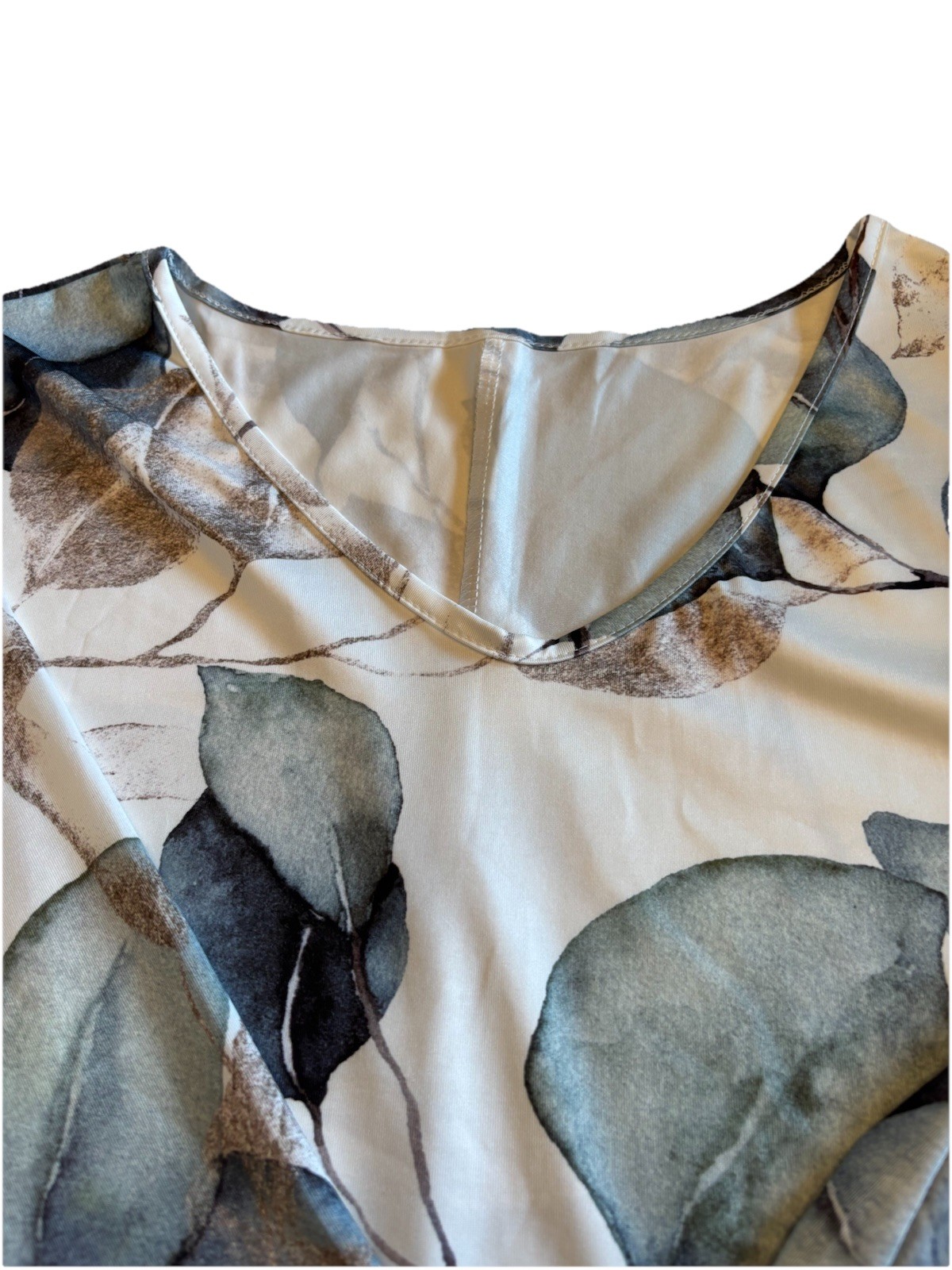 Leaf Print Dress SIZE XXL 95% Polyester Mini Knee Length 3/4 Bell Sleeves