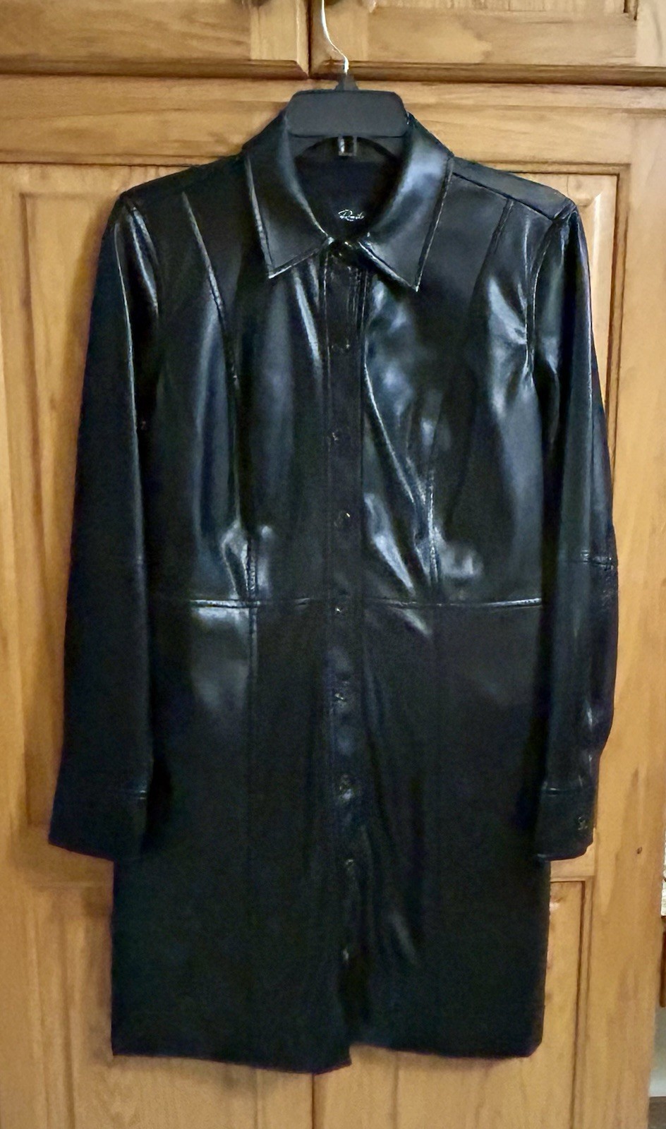!! NEW !! Rails Ruby Faux Leather Long Sleeve Mini Shirtdress Black SZ M