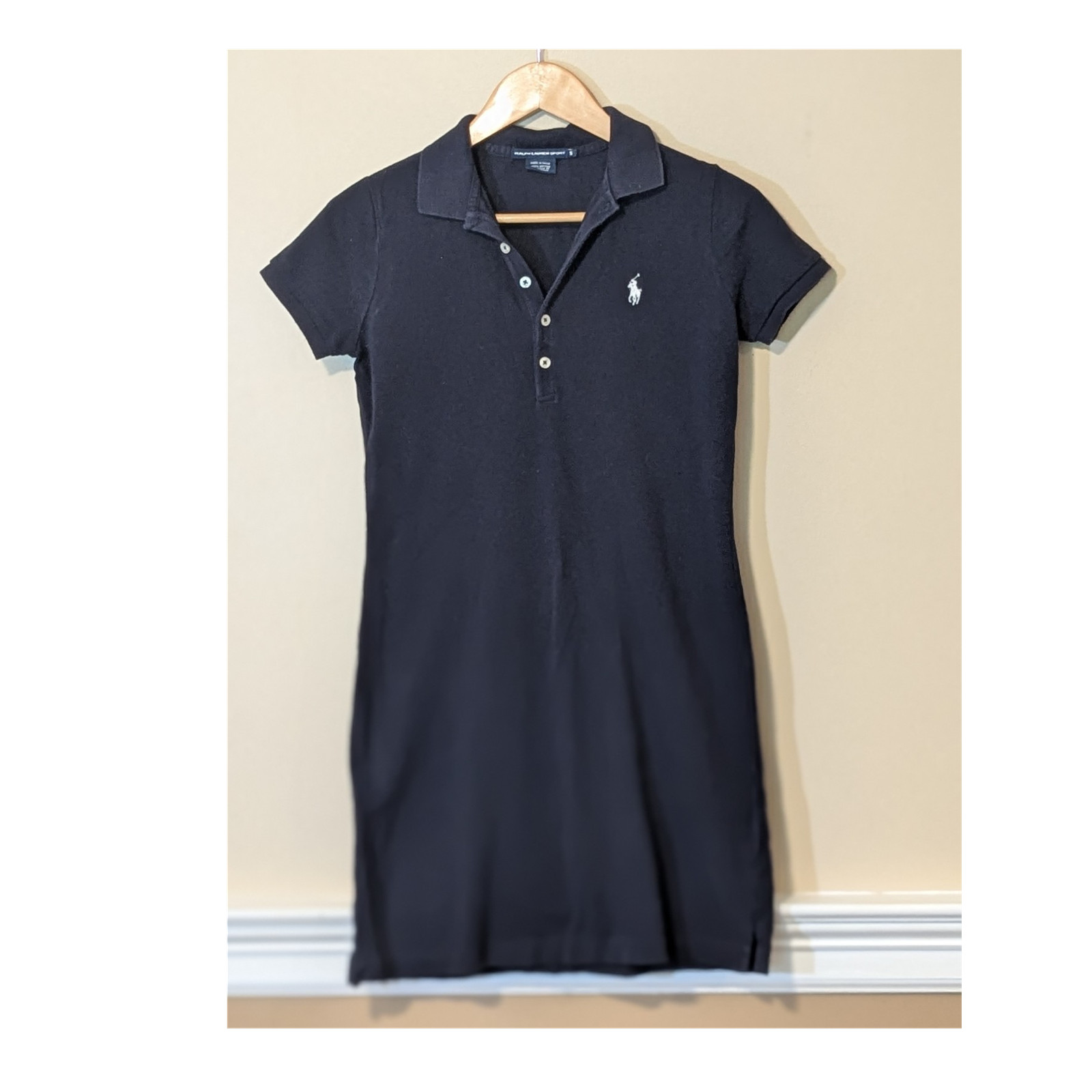 Ralph Lauren Sport Polo Dress Navy Blue S 100% Cotton Collared Preppy Old Money