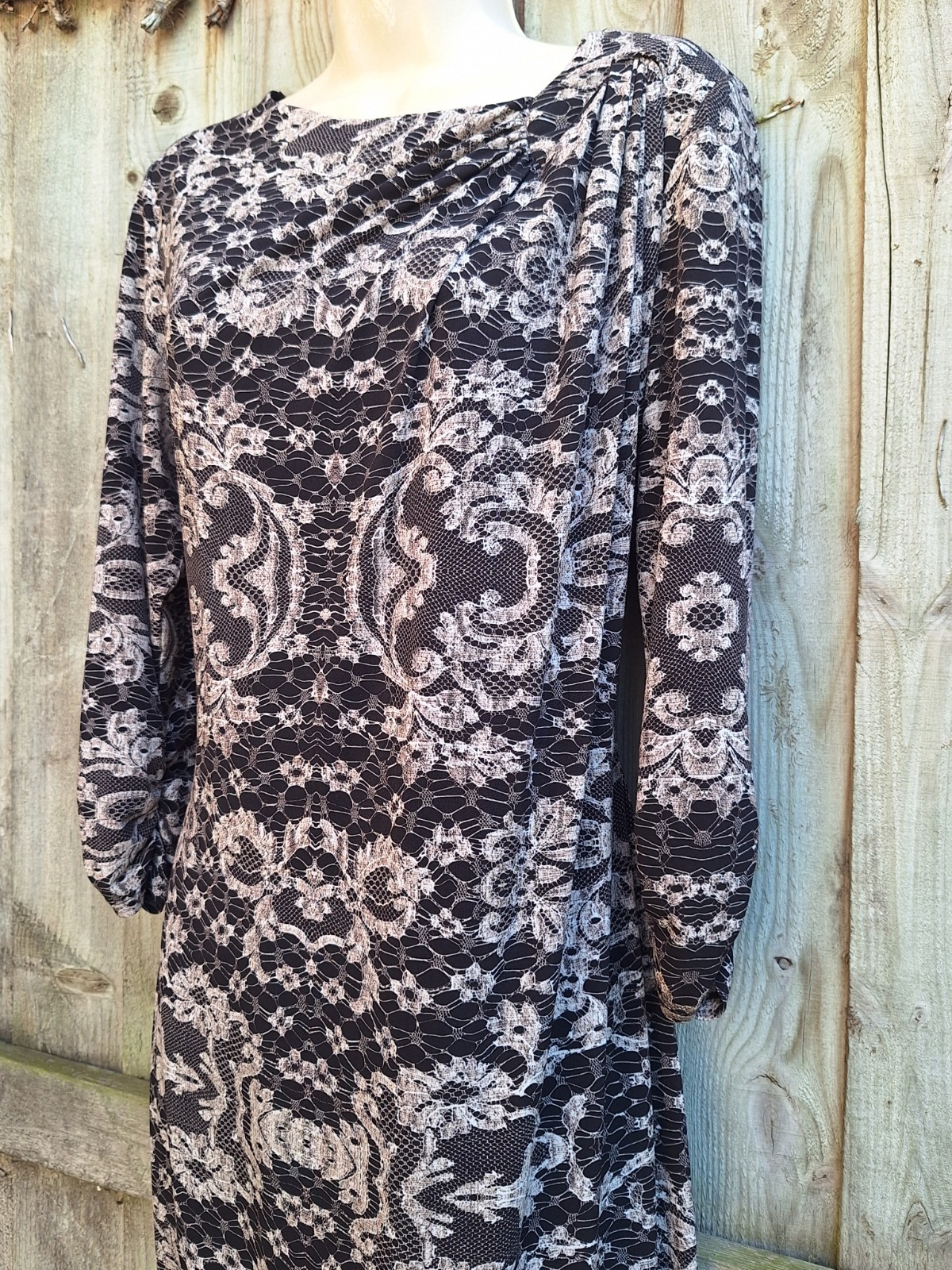 Per Una Ruched Stretch Occasion Spider Web Print Shift Dress UK 14 EU 42 USA 10