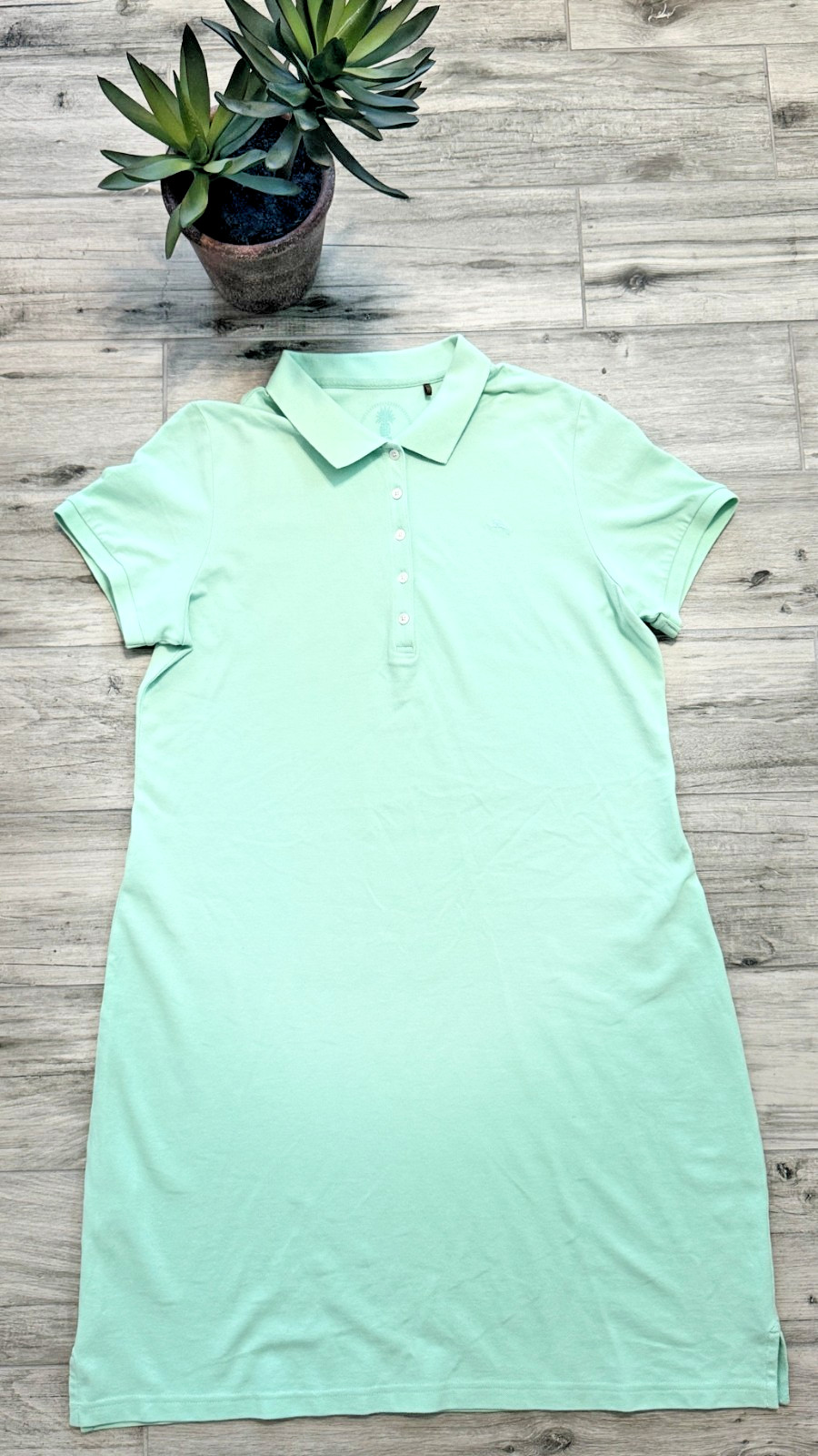 Tommy Bahama Dress Womens L Pale Green Cotton Stretch Tropical Resort EUC