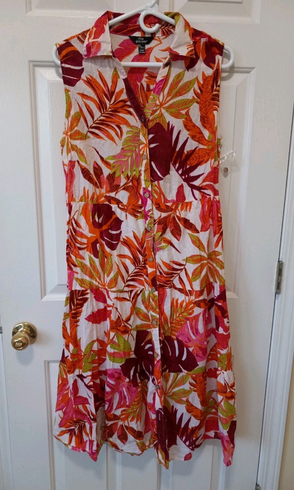 New! MILE GABRIELLE Women’s Floral Cotton Button Dress Midi Maxi Casual Resort L