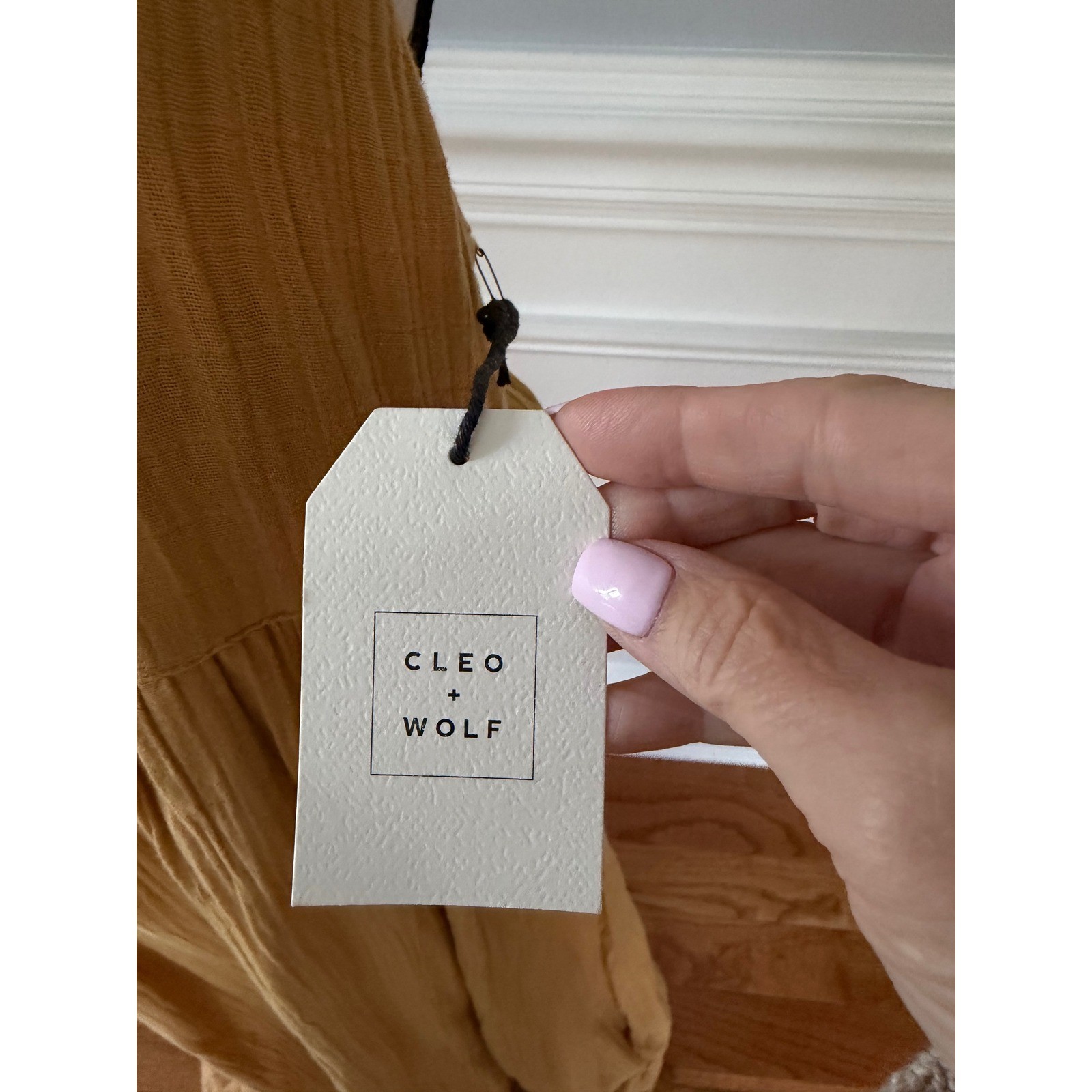 Cleo + Wolf Gold Textured Eyelet Bib Maxi Dress Boho Western Small