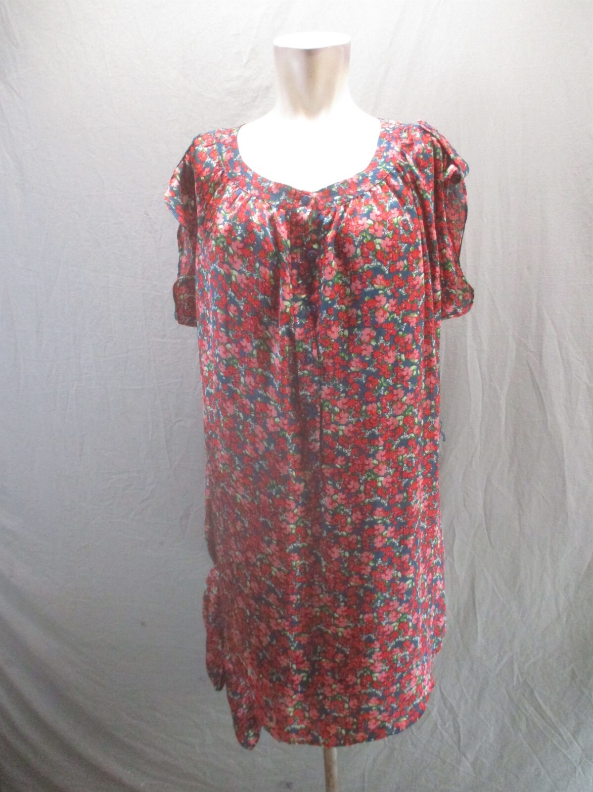 NWT ALLEN B Size 10 Womens Floral 1/2 Button Short Sleeve Belt Short Dress 287