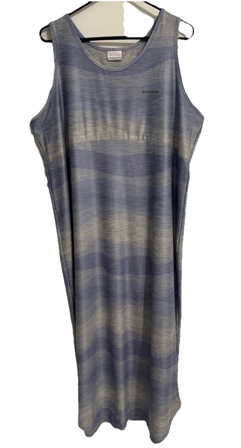 Columbia Size XXL Dress Blue Gray Sleeveless Stretch Lightweight Maxi Summer