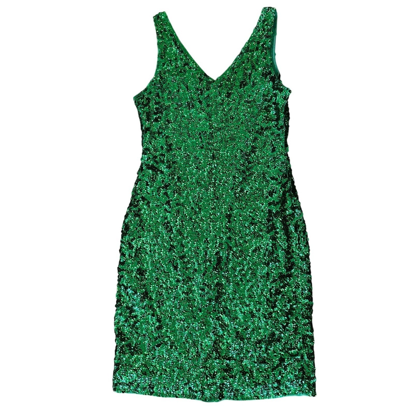 PrettyGuide Womens Emerald Green Sequin V-Neck Sleeveless Cocktail Dress Size M