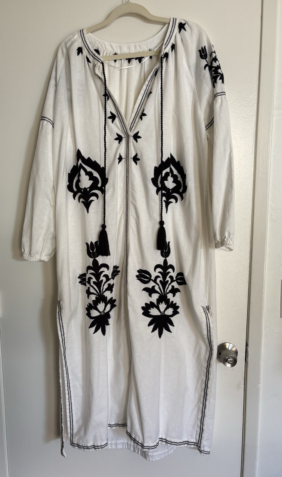 Cotton Linen Blend Kaftan Maxi Boho Festival Beach Cover Up Hippie XL/2X 1X