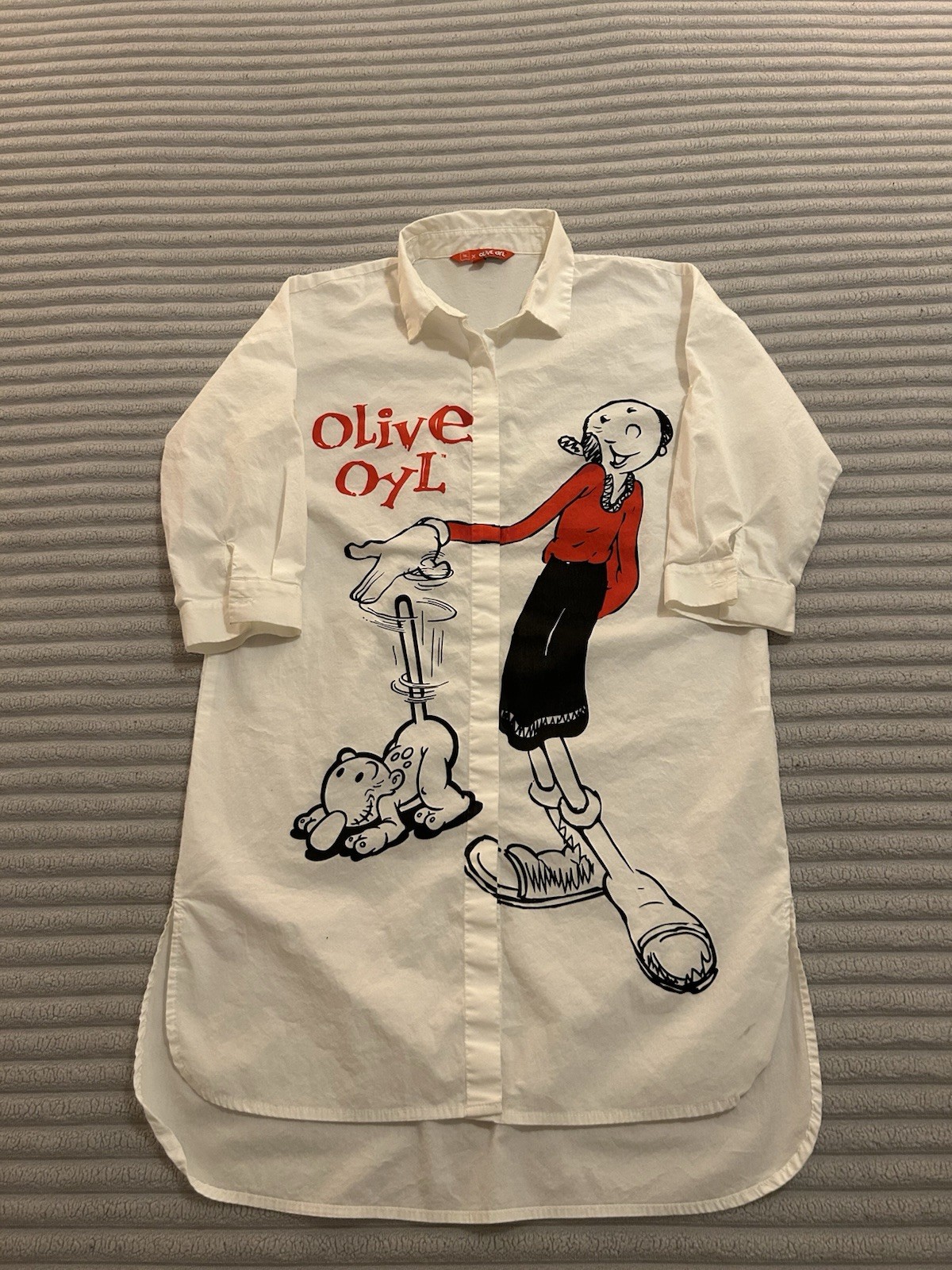 Olive Oyl Women’s Shirt Dress Size Small White Button Up