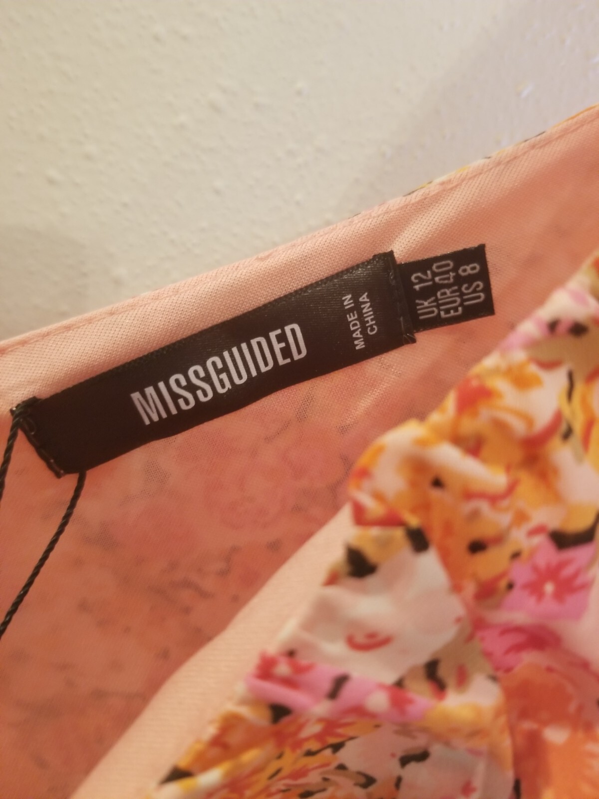 Missguided Milk Maid Tie Back Skater Dress L/S Floral Size U.S. 8 New With Tags
