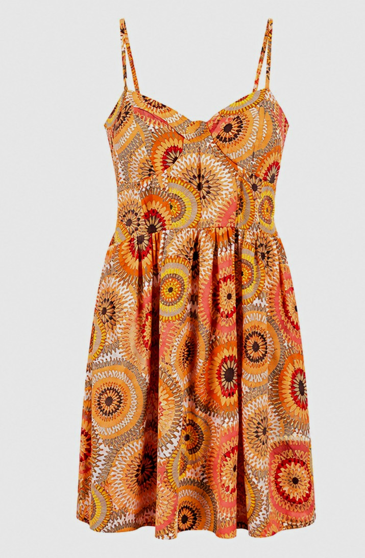 no comment Yellow Floral V-Neck Sleeveless Strappy Tassel Short Sundress S