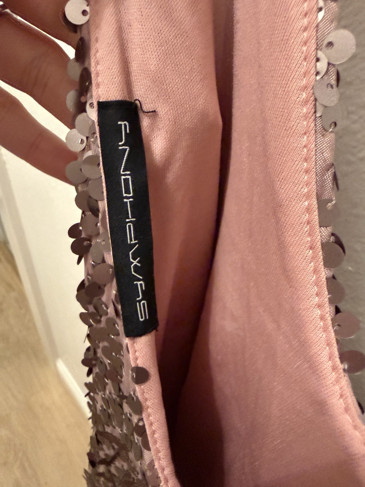 Symphony Mauve Sequin Mini Dress Small V-Neck Party Cocktail Glam