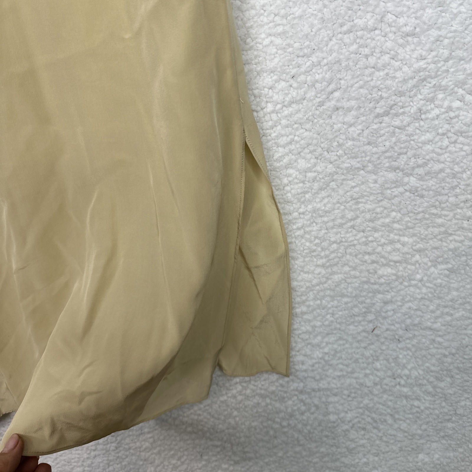 Vintage The Silk Farm ICINOO 100% Silk Sheer Grid Maxi Dress Slip Beige Size 12