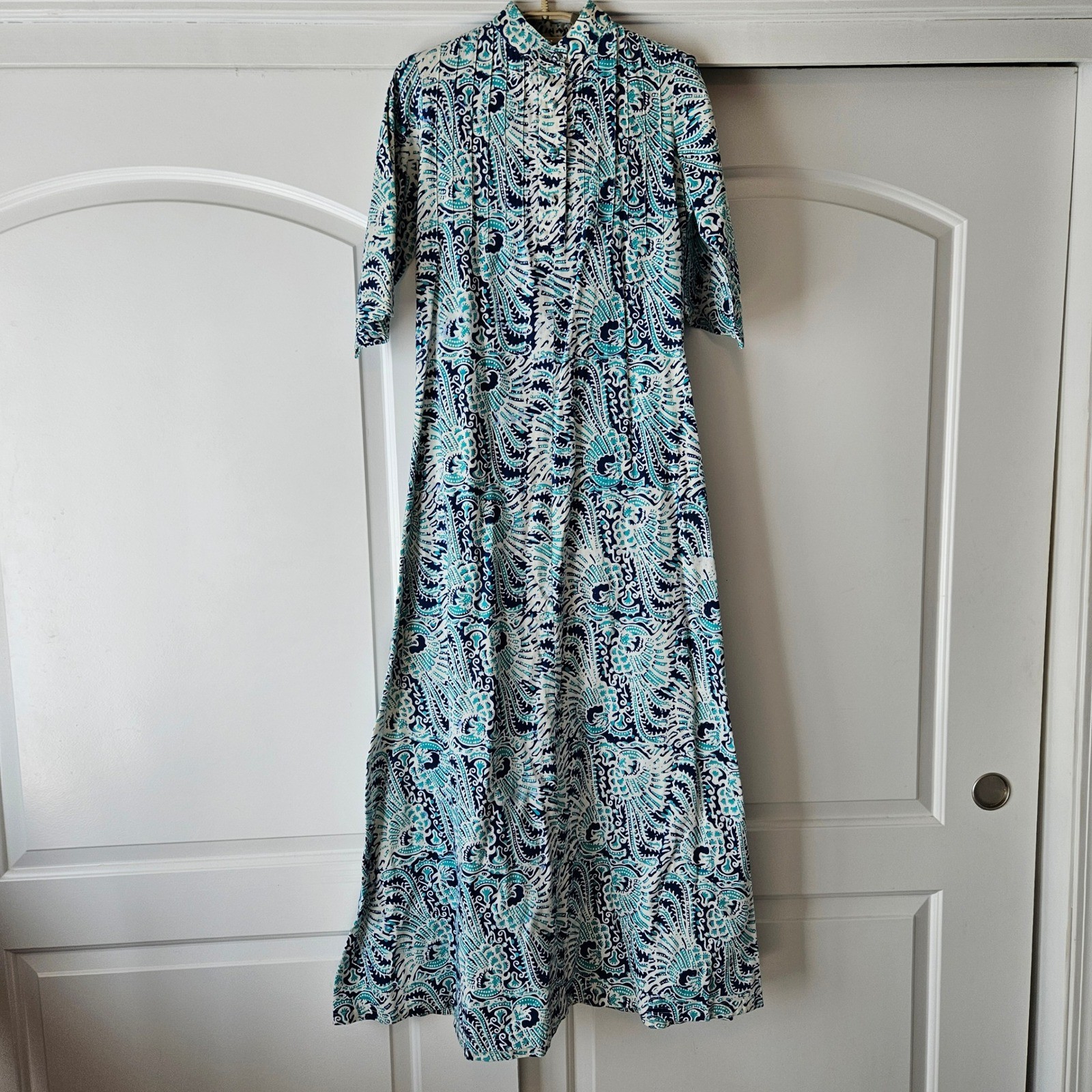 Structured Maxi Dress Size Small Blue Teal Beach Nautical Coastal Wedding Guest
