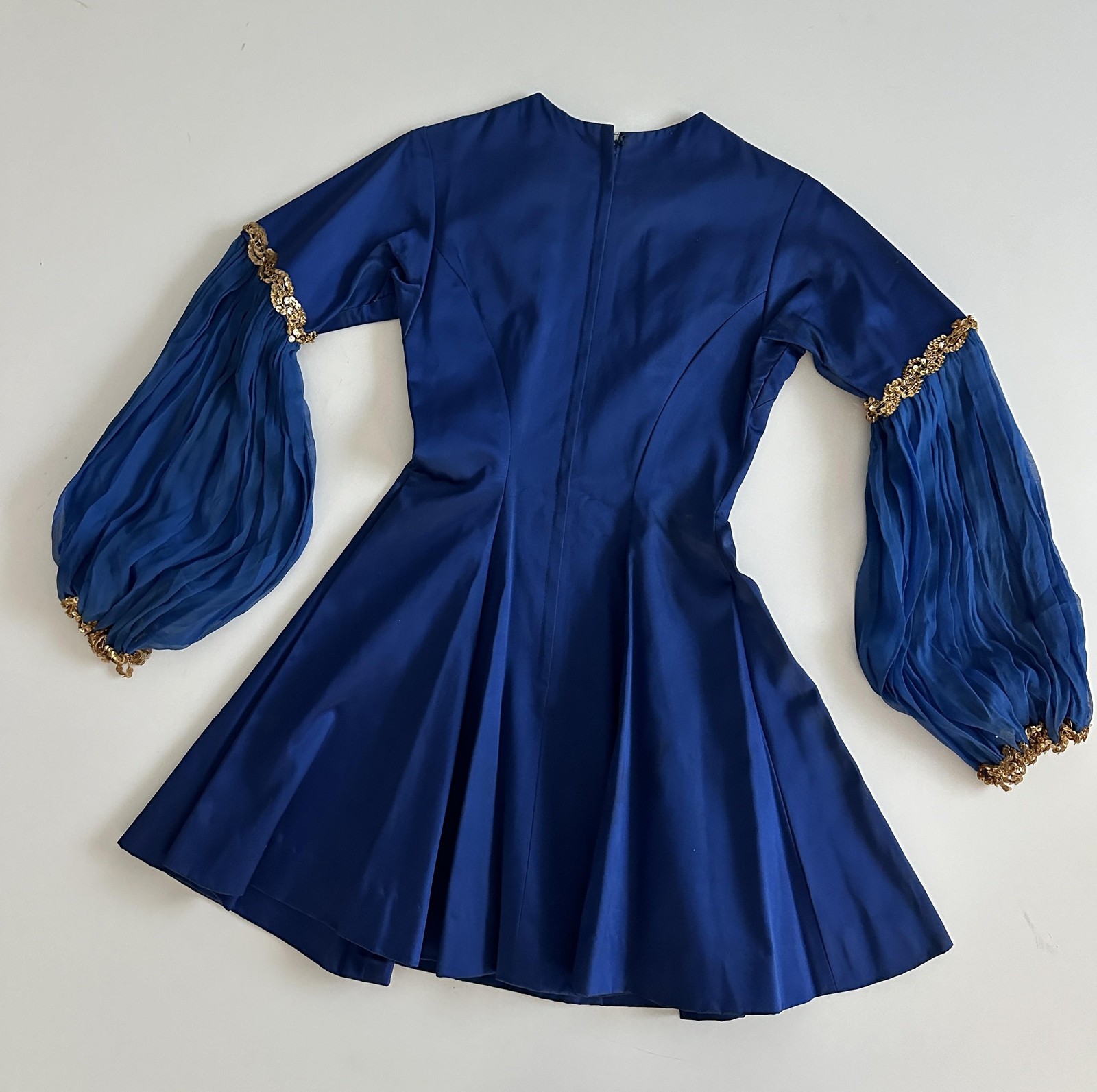 Vintage 50s 60s Skirted Majorette Cheer Womens Small Blue Sequin Varsity Hat