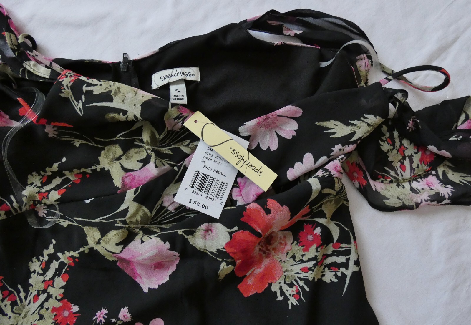 Speechless Ruffled Hem High-Low Maxi Cold Shoulder Dress Black Floral NWT size S