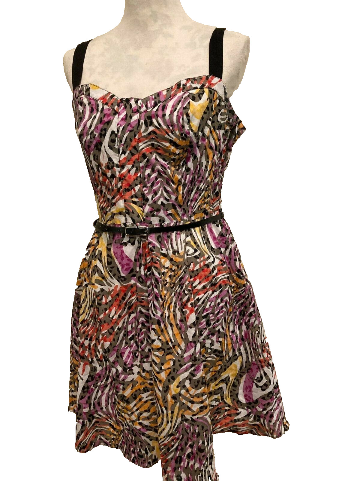 Allen Schwartz Sundress & Belt, SZ 14 Adjustable Straps Side Zipper