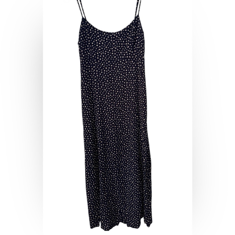 Brandy Melville Slip Dress Maxi Navy Floral Spaghetti Strap 100% Viscose