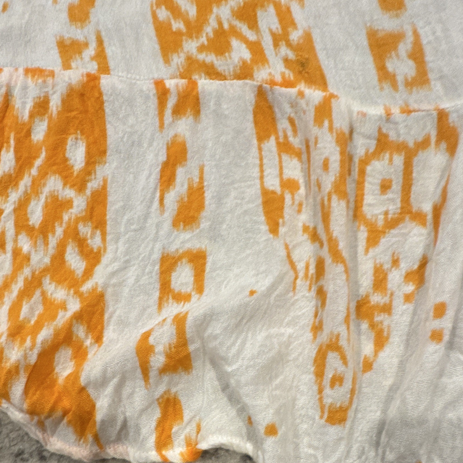Lagaci White Orange Geometric Spaghetti Strap Ruffle Maxi Dress Rayon M