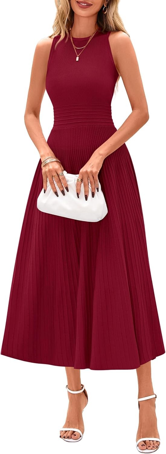 Spring Casual Dresses for Women 2026 Summer Business Work Midi Sleeveless A Line