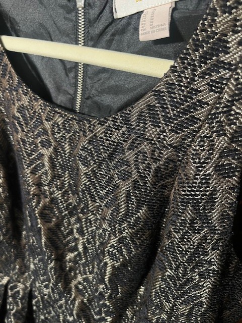 Blue Ivy by KC Size M Brocade Sheath Dress Brown Black Gold Thread Sleeveless