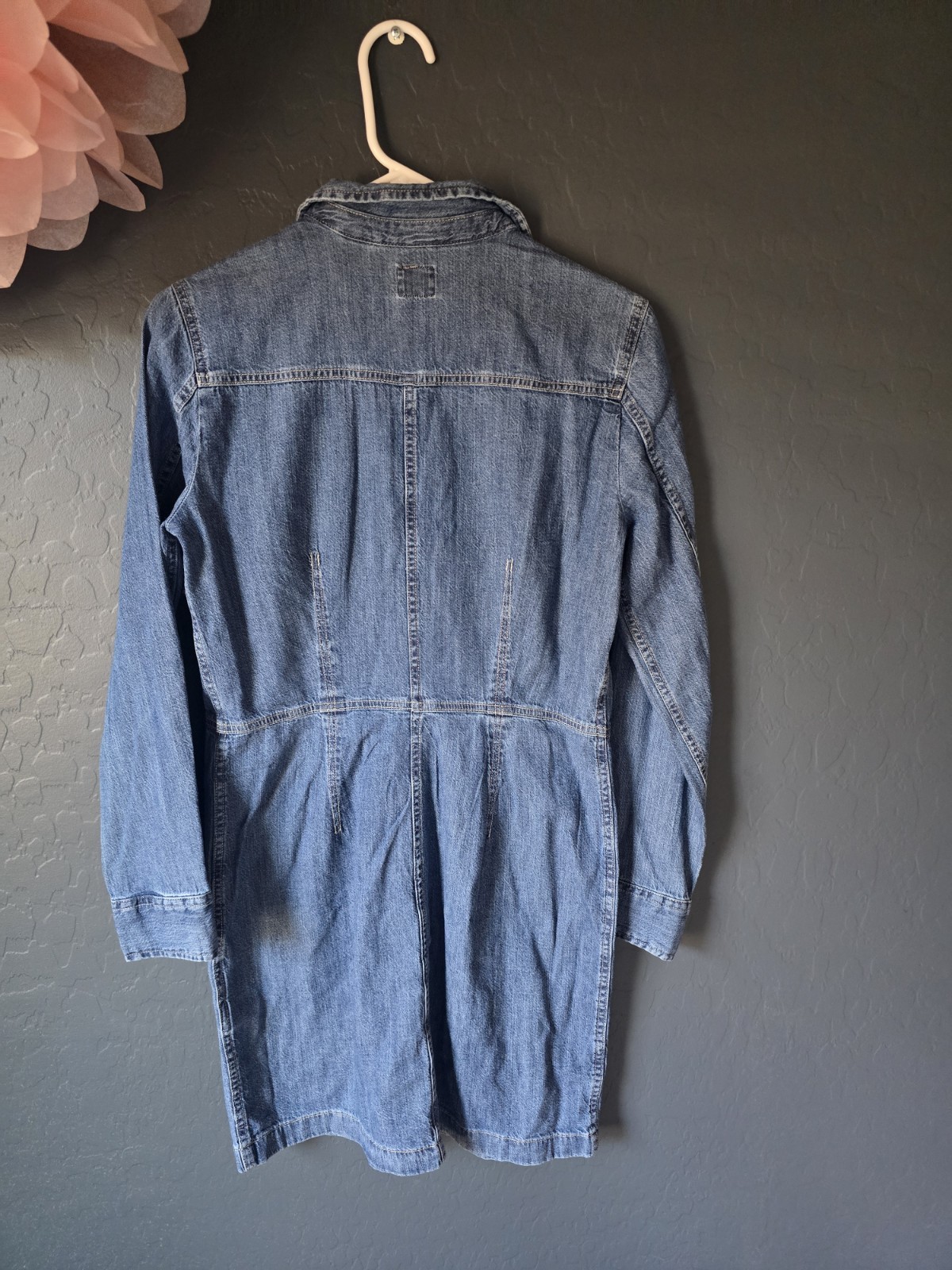 Levi’s Blue Denim Shirt Dress Collared Button Front Pockets Long Sleeve M