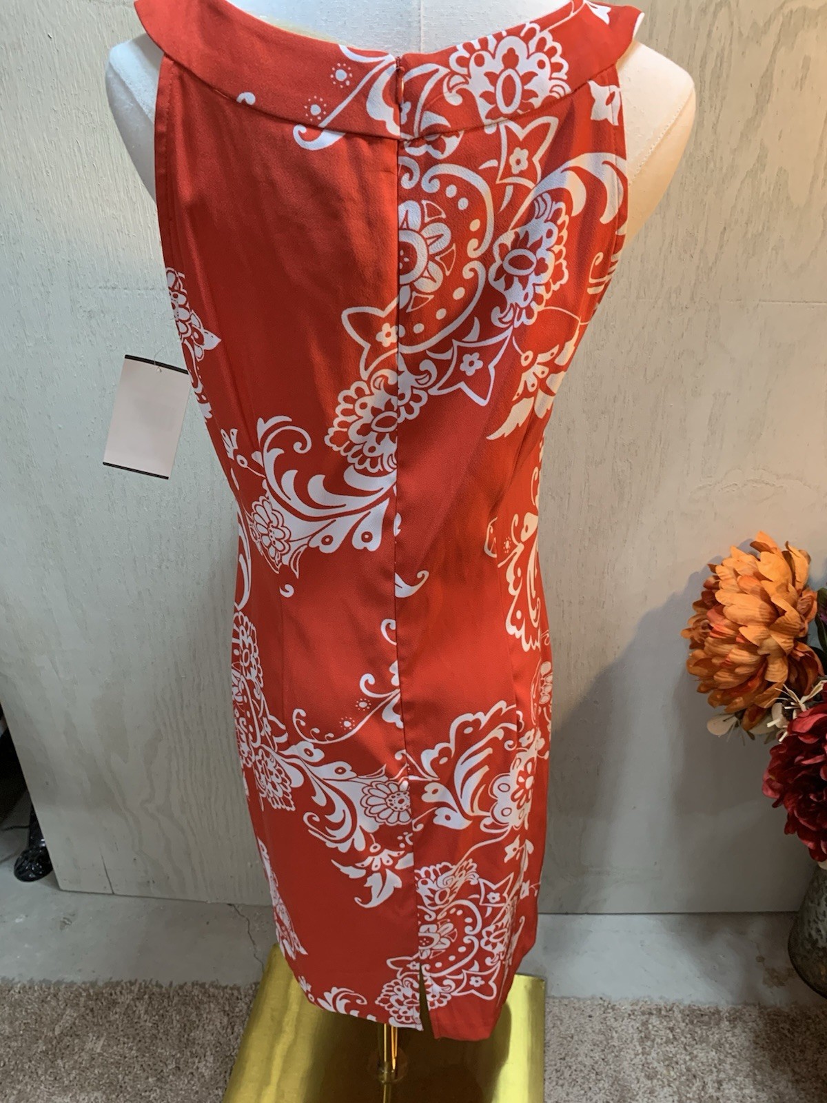 Connected Apparel Coral And White Dress With Beading. Size 8