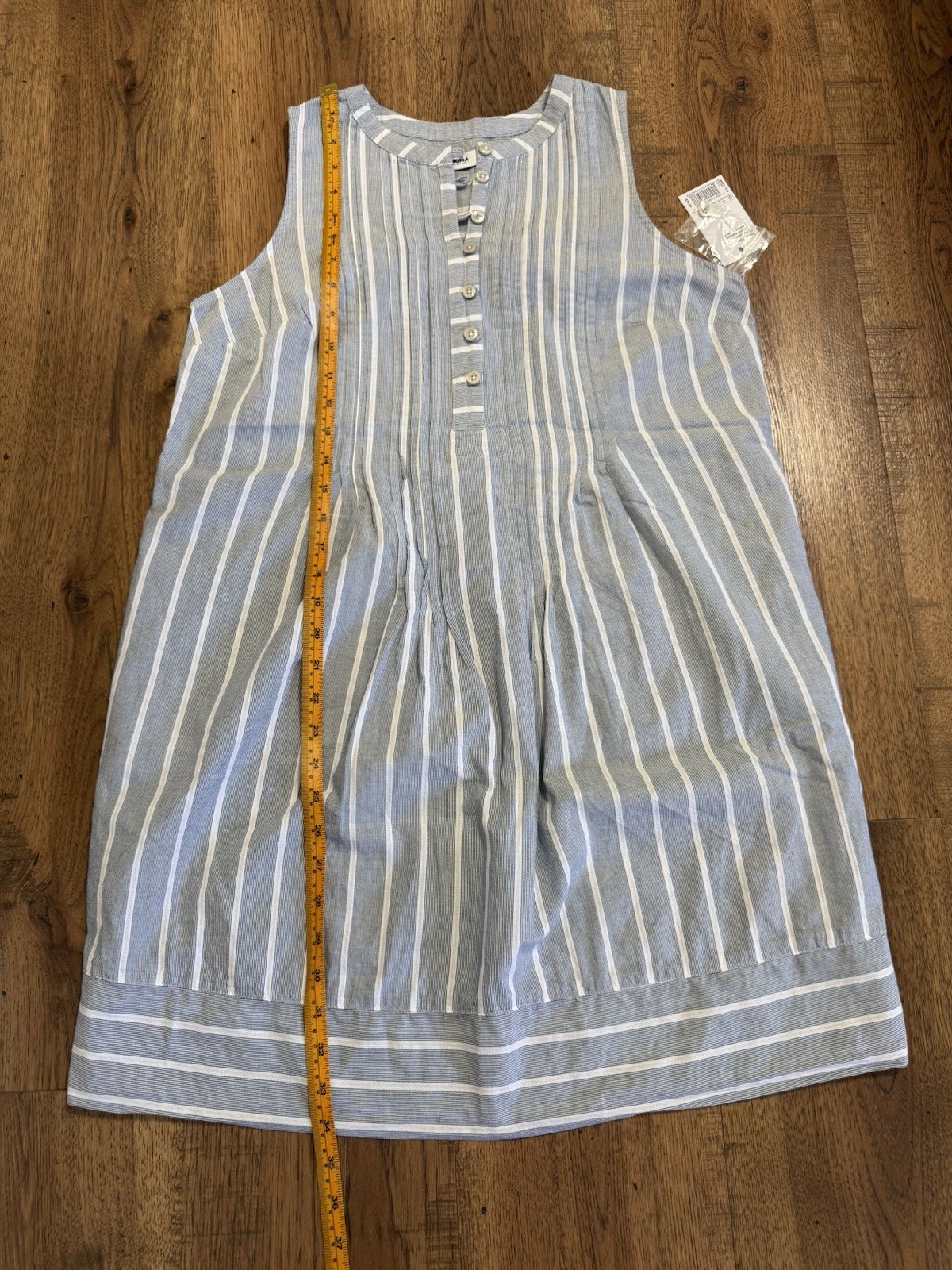 SONOMA Goods for Life Blue White Striped Shift Dress 100% Cotton Round M