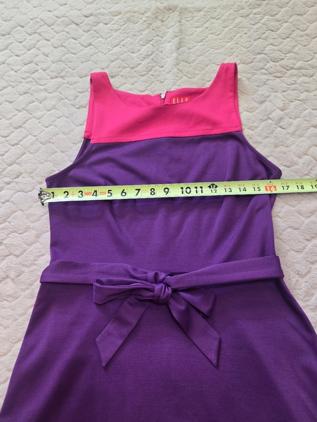 Elle Colorblock Sheath Sleeveless Belted Mini-Dress, Size 10