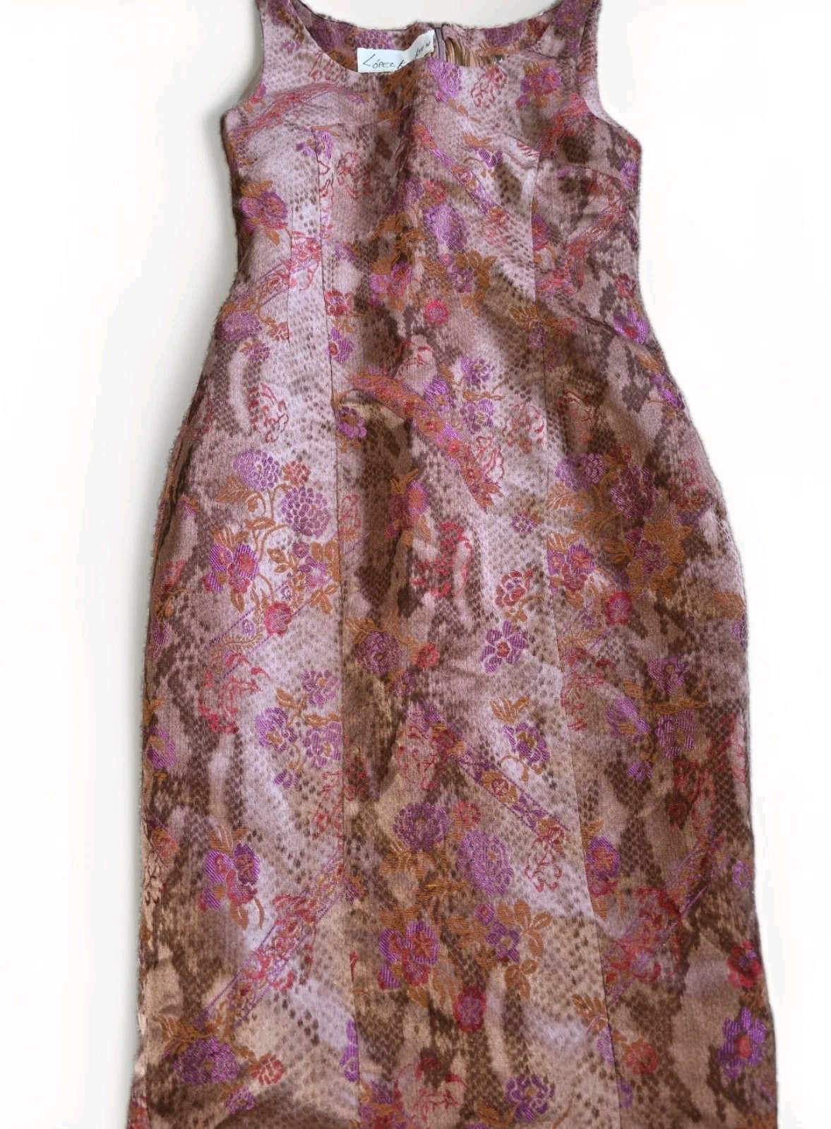 Vintage Lopez Knudsen Silk Fitted Cocktail Style Sleeveless Dress @ S/M SEE PICS