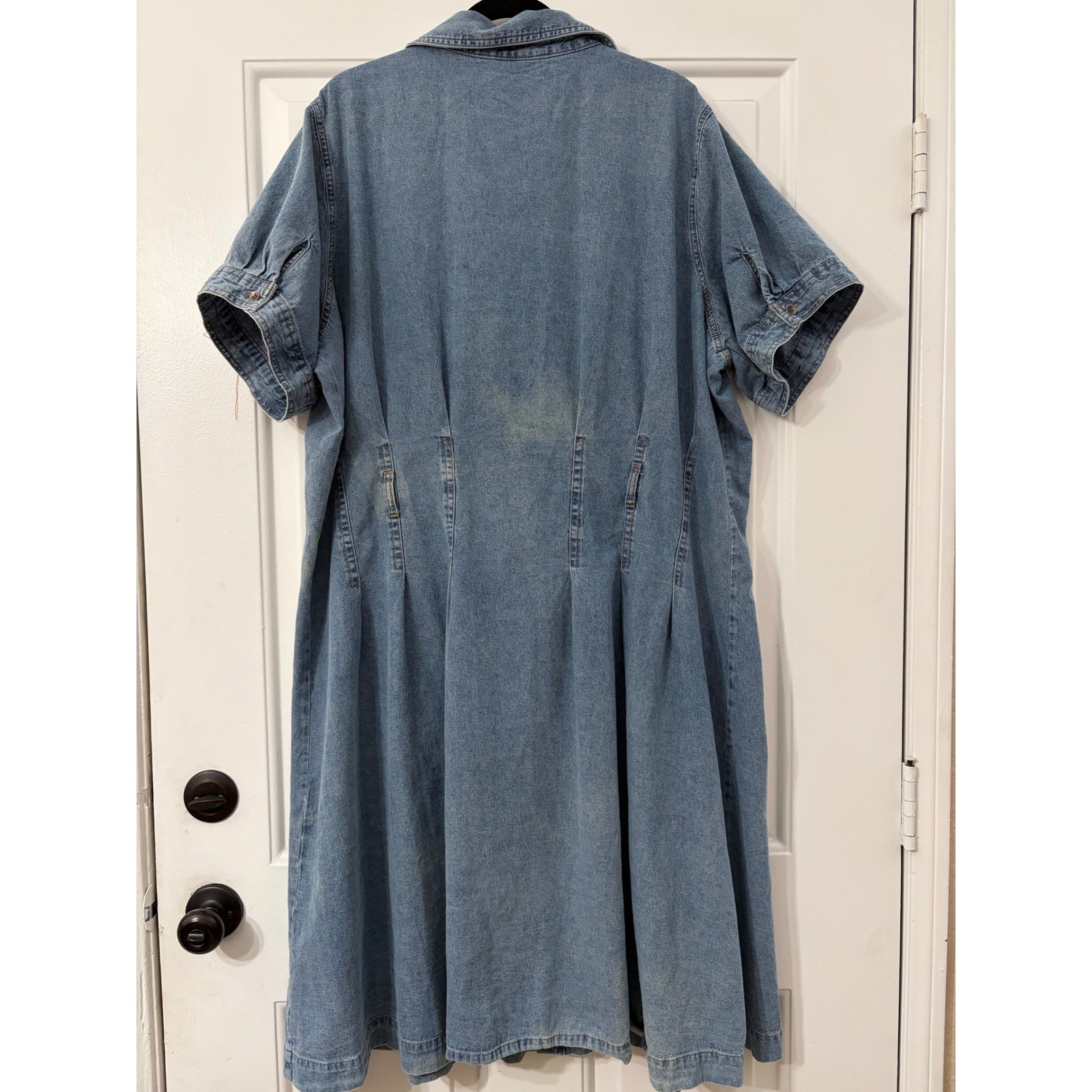 Given Kale | plus size Denim Short Sleeve Button Down Shirt Dress | 3X || Blue|