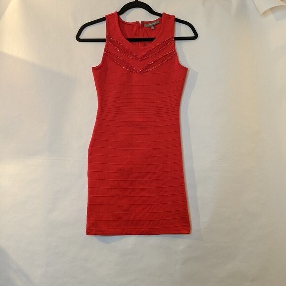 Wow Couture Sheer Sleeveless Bandage Red Dress Small Bodycon Cocktail Valentine