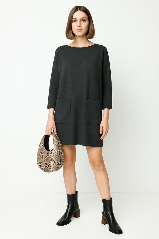 Women Harris Wharf London Dress Grey Wool 40 / L /