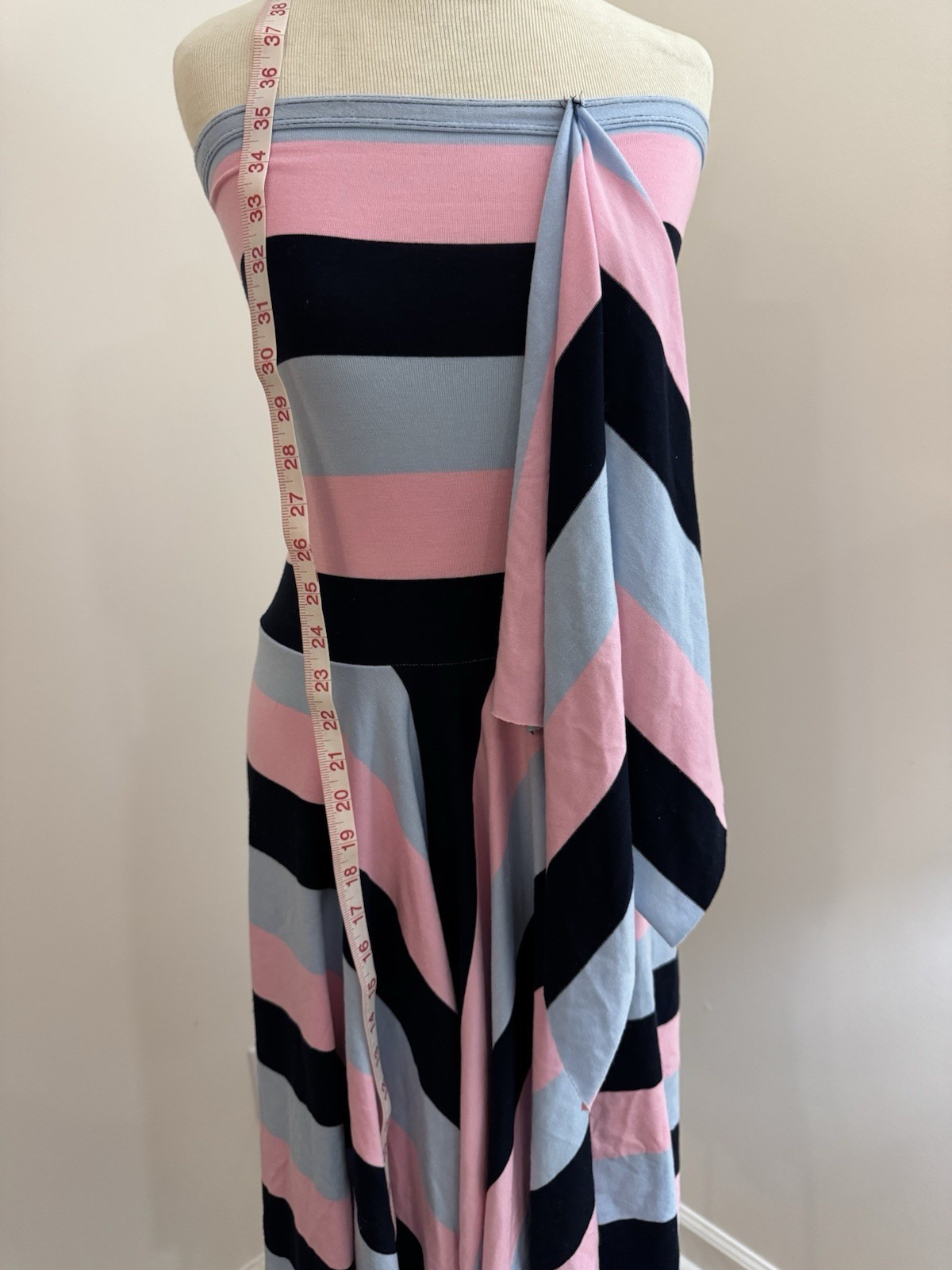 Tiffany Alana Strapless Pink Blue Black Striped Dress Sleeveless M/L Vintage Y2K