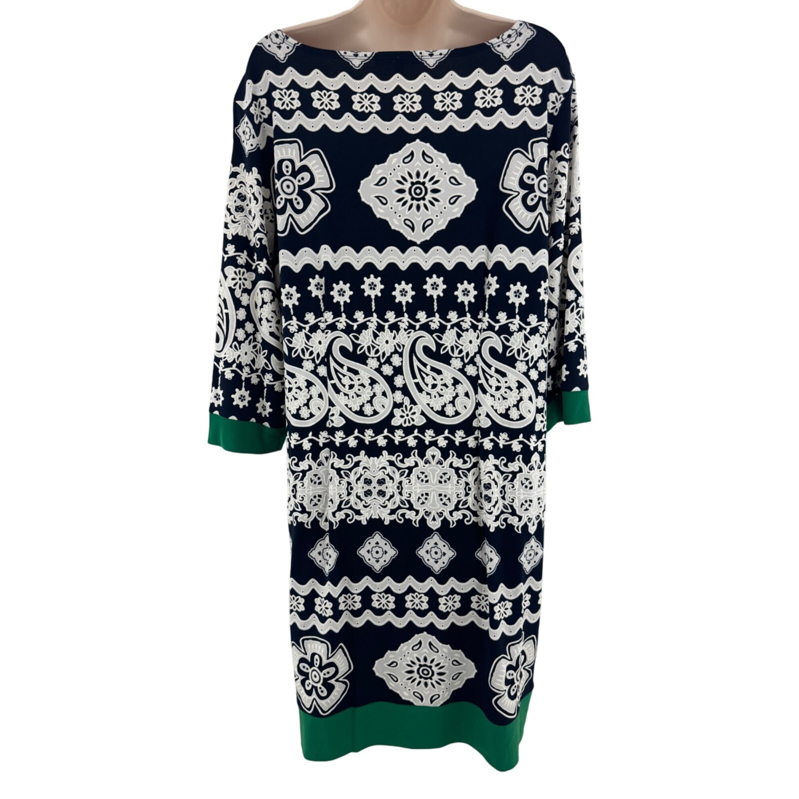 Size 16W 1X PAISLEY PRINT TEXTURED SHIFT DRESS Day/Evening All-Season PLUS SIZE