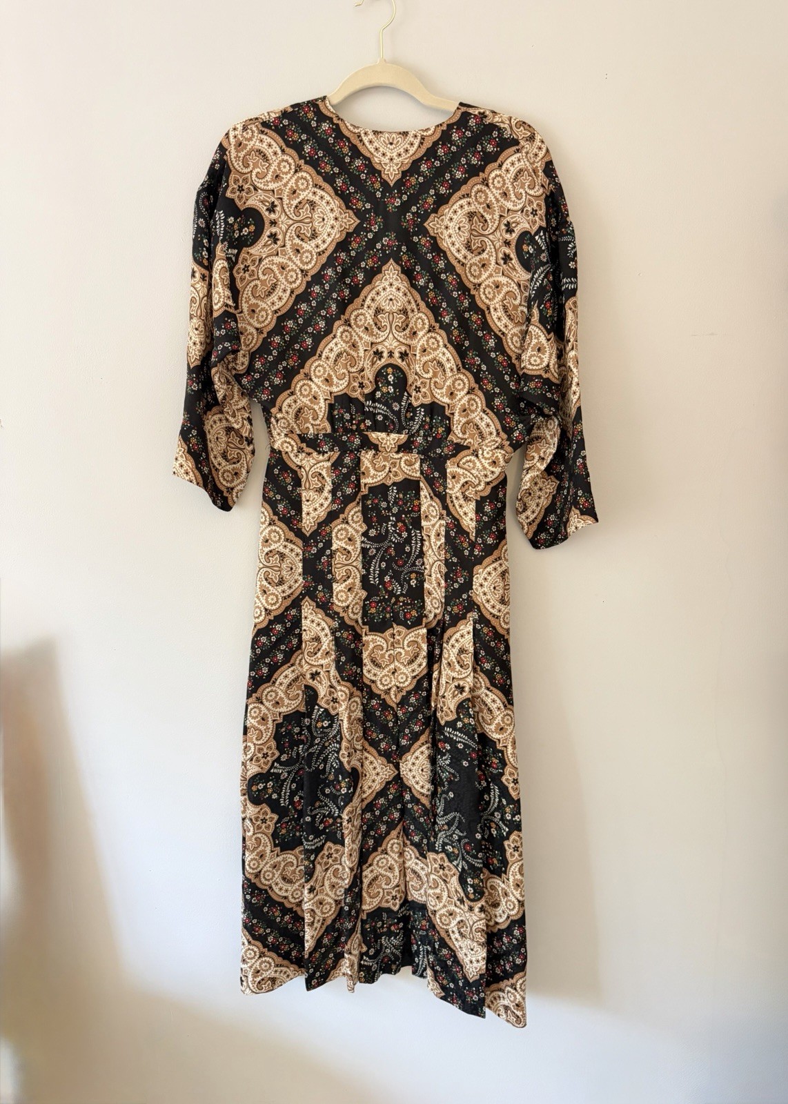 Sandro Paris “Steva” Printed Satin-Jacquard Midi Dress