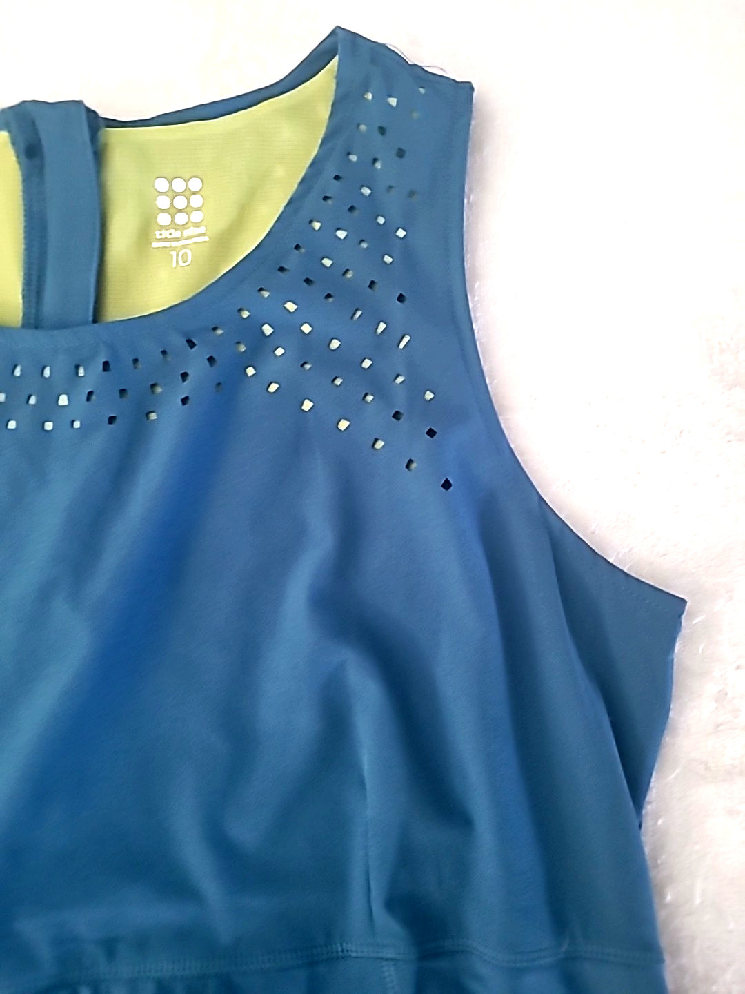Title Nine Athletic Tank Dress US 10 Blue Stretch Travel Sporty Activewear Zip