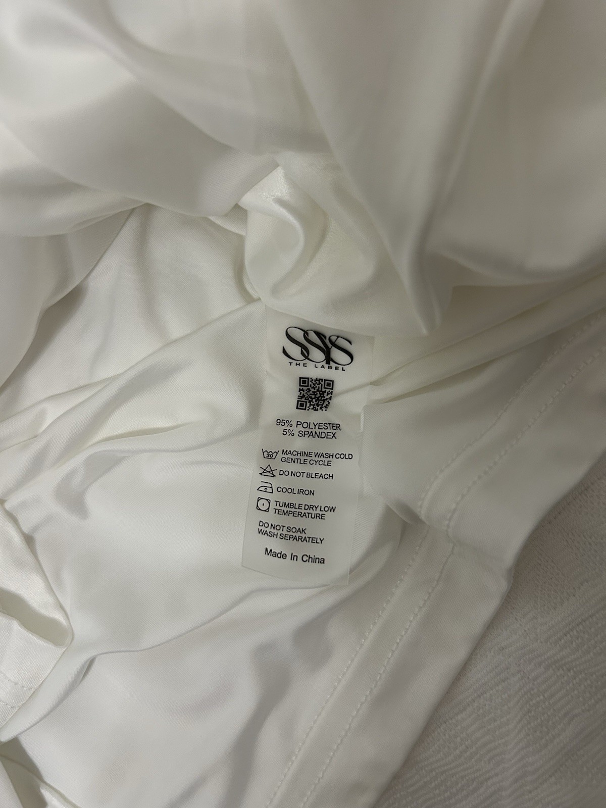 SSYS The Label White Blue Textured Collared Shift Dress Ruffle Hem Sleeveless S