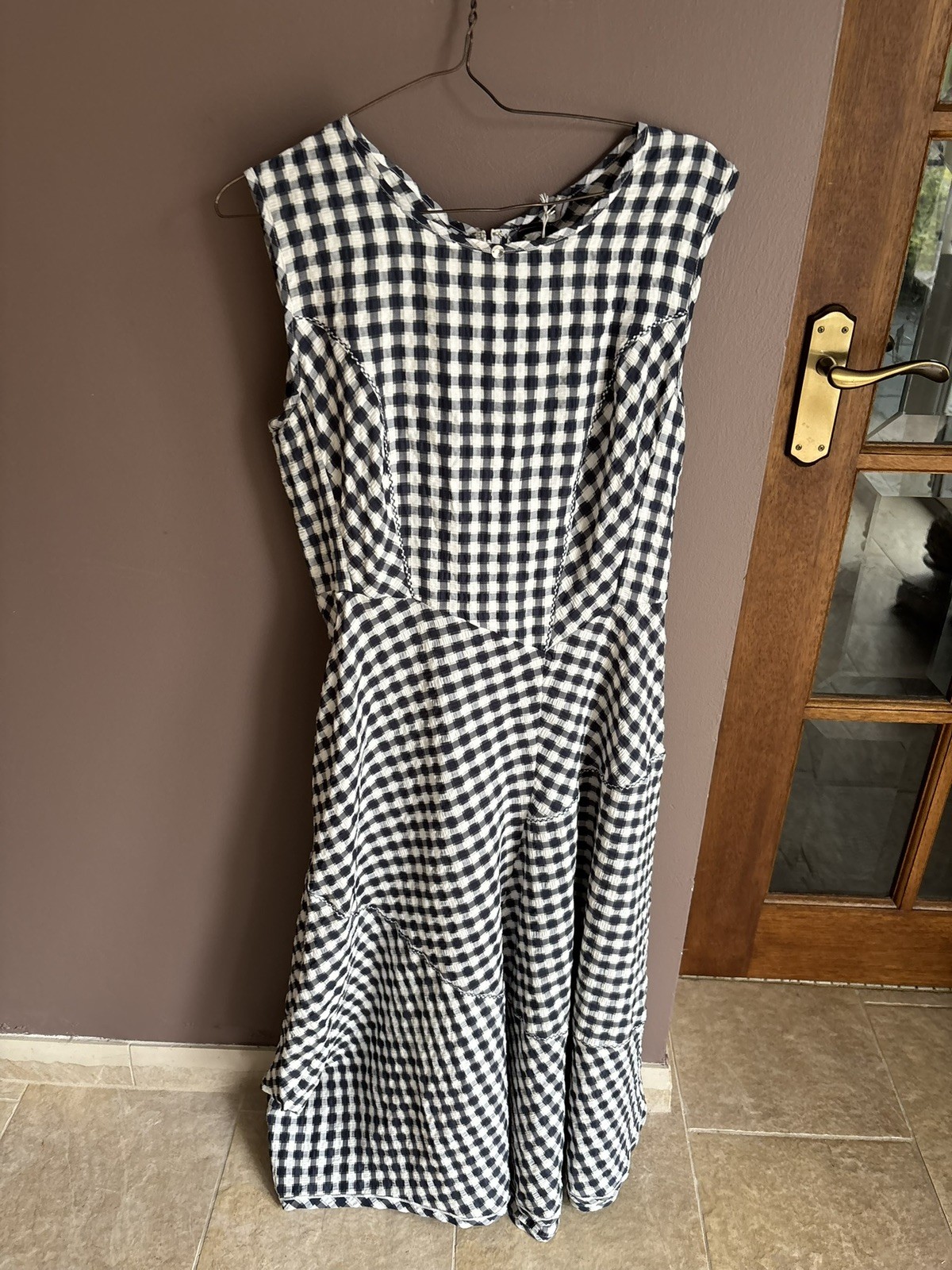 ✨High Tech – Claire Campbell Navy Gingham Dress IT44 UK12