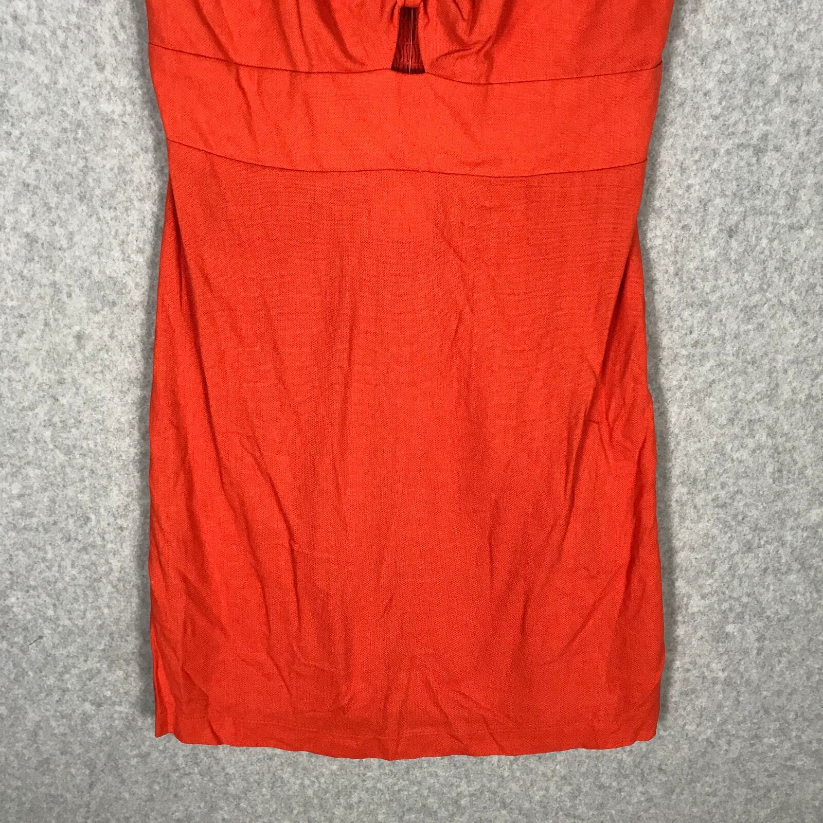 Monteau Dress Womens Small Orange Strap Tie Bow Western Preppy Festival Rodeo